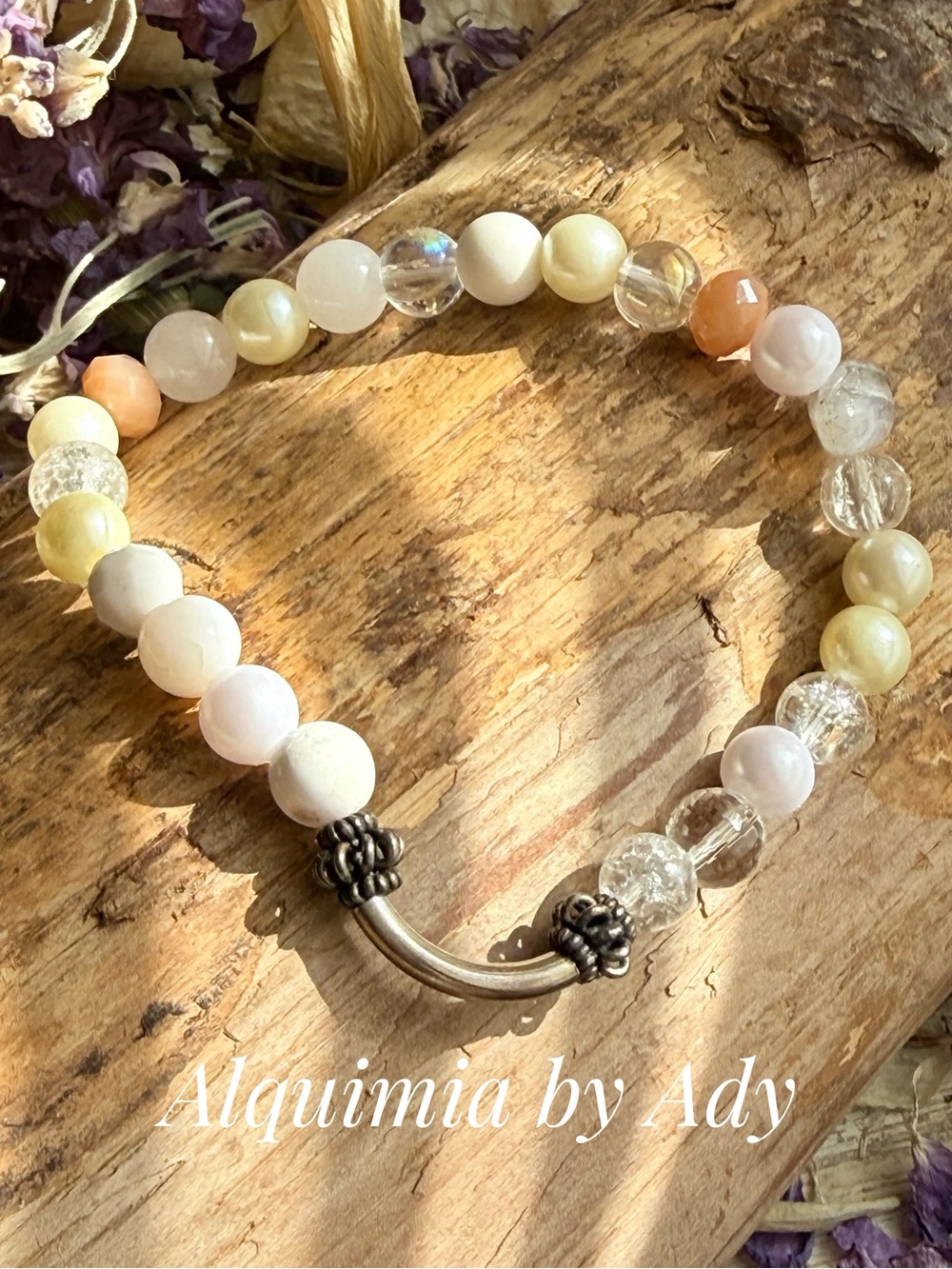 Multicolor glass and quartz + agate Bead Bracelet | cool layers